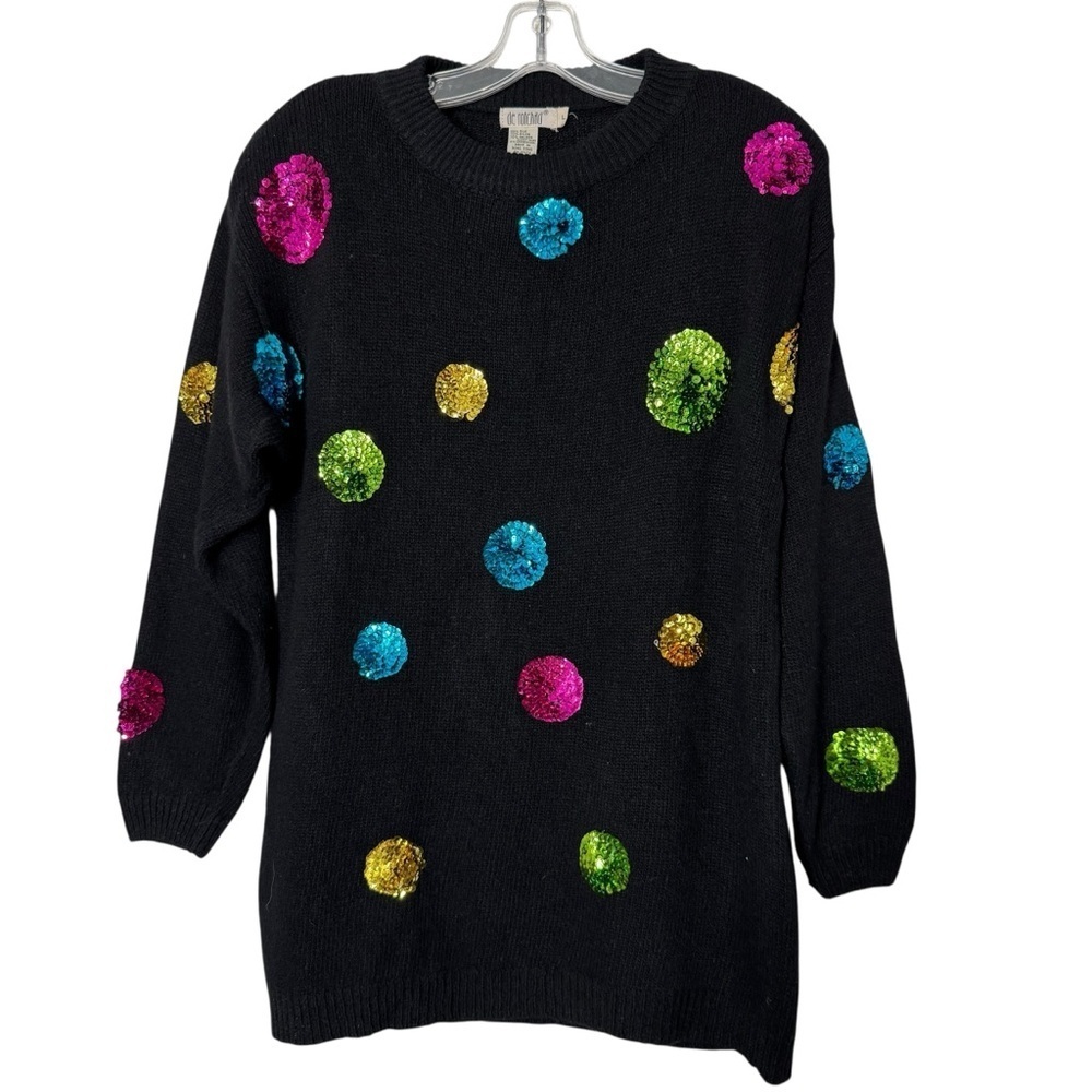 Vintage de Rotchild Sequin Sweater | Silk Angora Blend | Size L